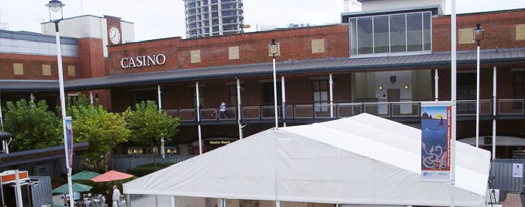 Hospitality marquee outside the British Library
