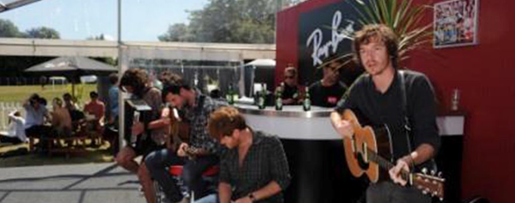 Ray Ban's branded marquee at a live outdoor festival