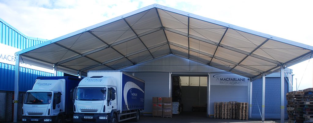 Temporary structure for Macfarlane vehicle coverage