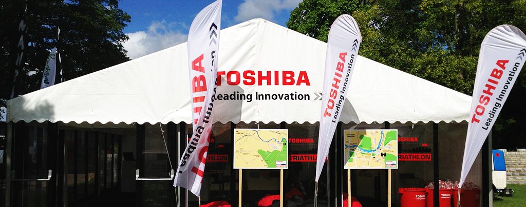 Toshiba's sponsorship marquee at Windsor Triathlon